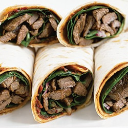 Chargrilled sirloin wraps