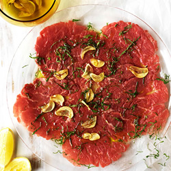 Raw Beef Fillet with Mint, Oregano, Garlic and Lemon