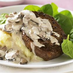 Peppered Steak with Creamy Mushroom Sauce