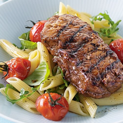 Balsamic Steak with Tomato Pasta Salad