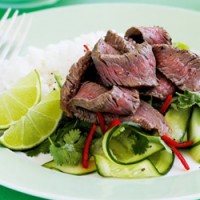 Satay Beef Steak with Cucumber Salad