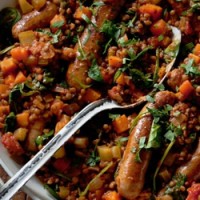 Braised Sausages with Couscous