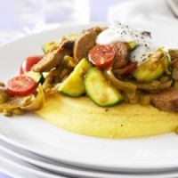 Sausages and Lentils with Polenta