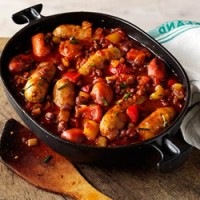 Sausages with Tomato and Beans