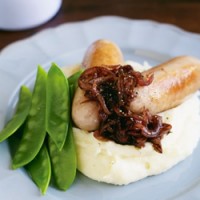 Sausages with Caramelised Onions