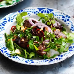 Garlic Beef Salad with Watercress