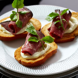 Wasabi and Rare Roast Beef Toasts