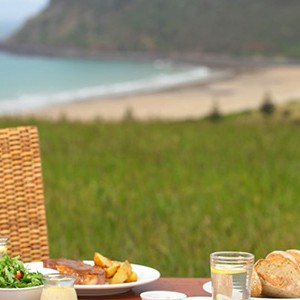 Dinner in the paddock overlooking The Nut, Stanley