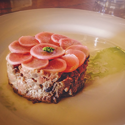 Smoked Cape Grim Beef with Oyster Mayonnaise & Pickled Radish