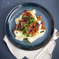 Beef cheek ragu with pappardelle and gremolata