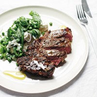 Cape Grim Scotch Fillet with Feta, Basil and Pea Salad