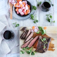 Chargrilled Cape Grim Bavette Steak with pickled root vegetables